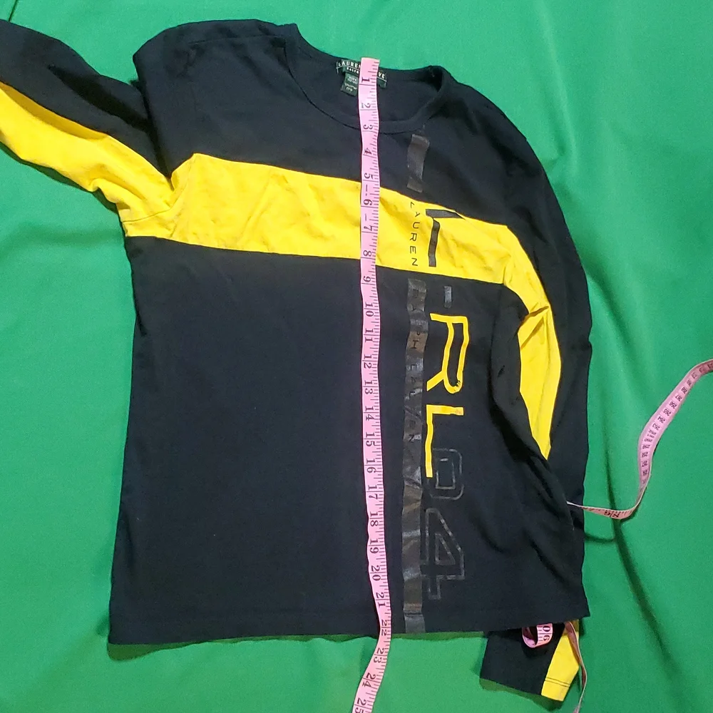 Women's vintage Ralph Lauren black yellow size Large logo long sleeve shirt - Picture 8 of 10